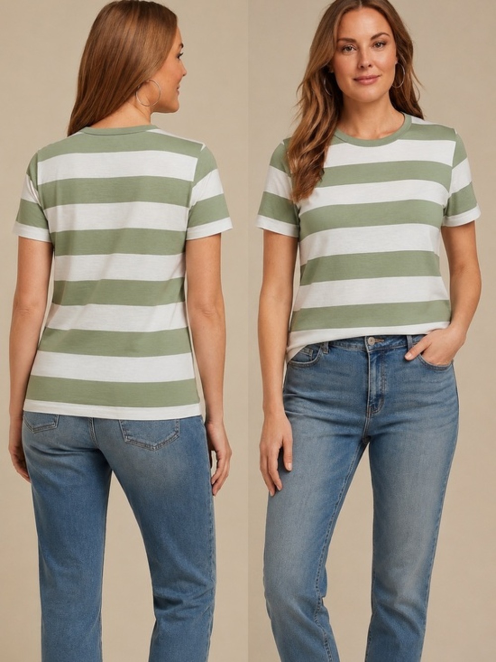 Maurices 24/7 XL Dawson striped crewneck tee